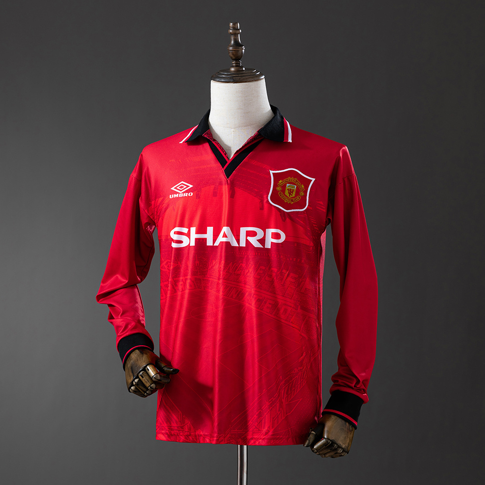 Manchester United 1994/96 Home Long Sleeve Retro Jersey – Classic Replica Football Soccer Shirt – Size S–XXL
