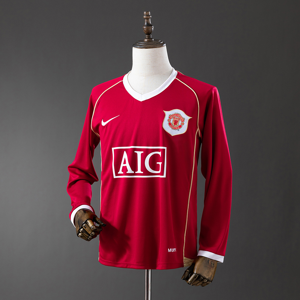 Manchester United 2006/07 Home Long Sleeve Retro Jersey – Classic Replica Football Soccer Shirt – Size S–XXL