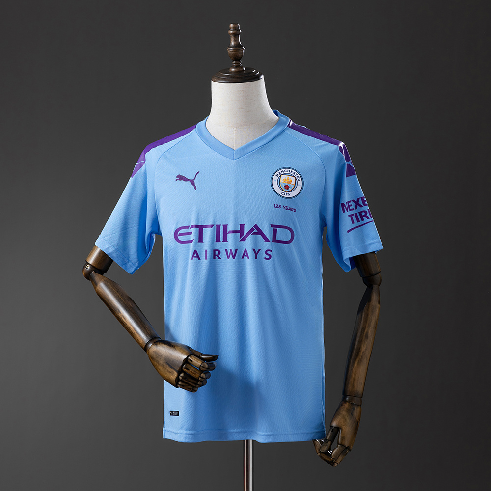 Manchester City 2019/20 Home Retro Jersey – Classic Replica Football Soccer Shirt – Size S–XXL