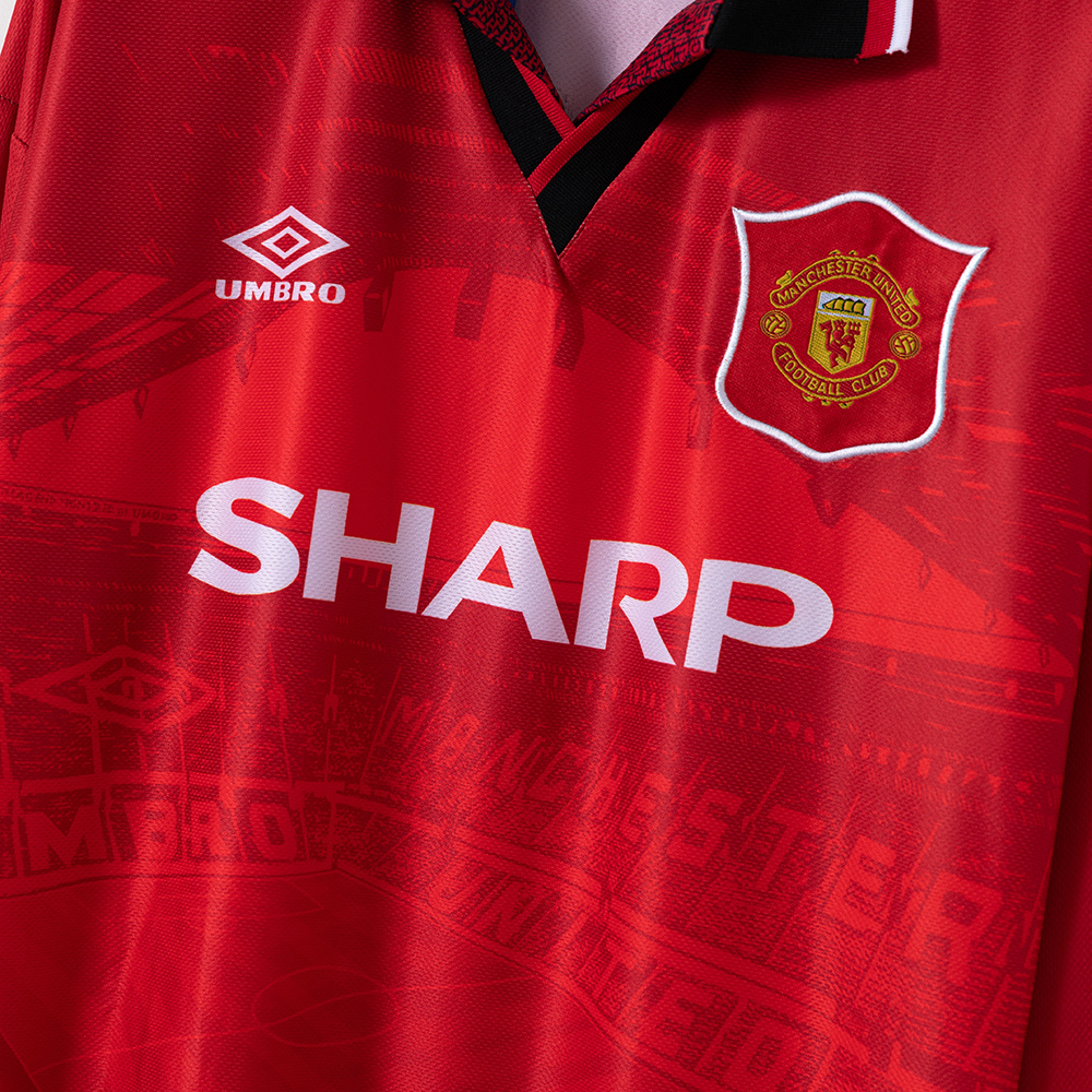 Manchester United 1994/96 Home Long Sleeve Retro Jersey – Classic Replica Football Soccer Shirt – Size S–XXL