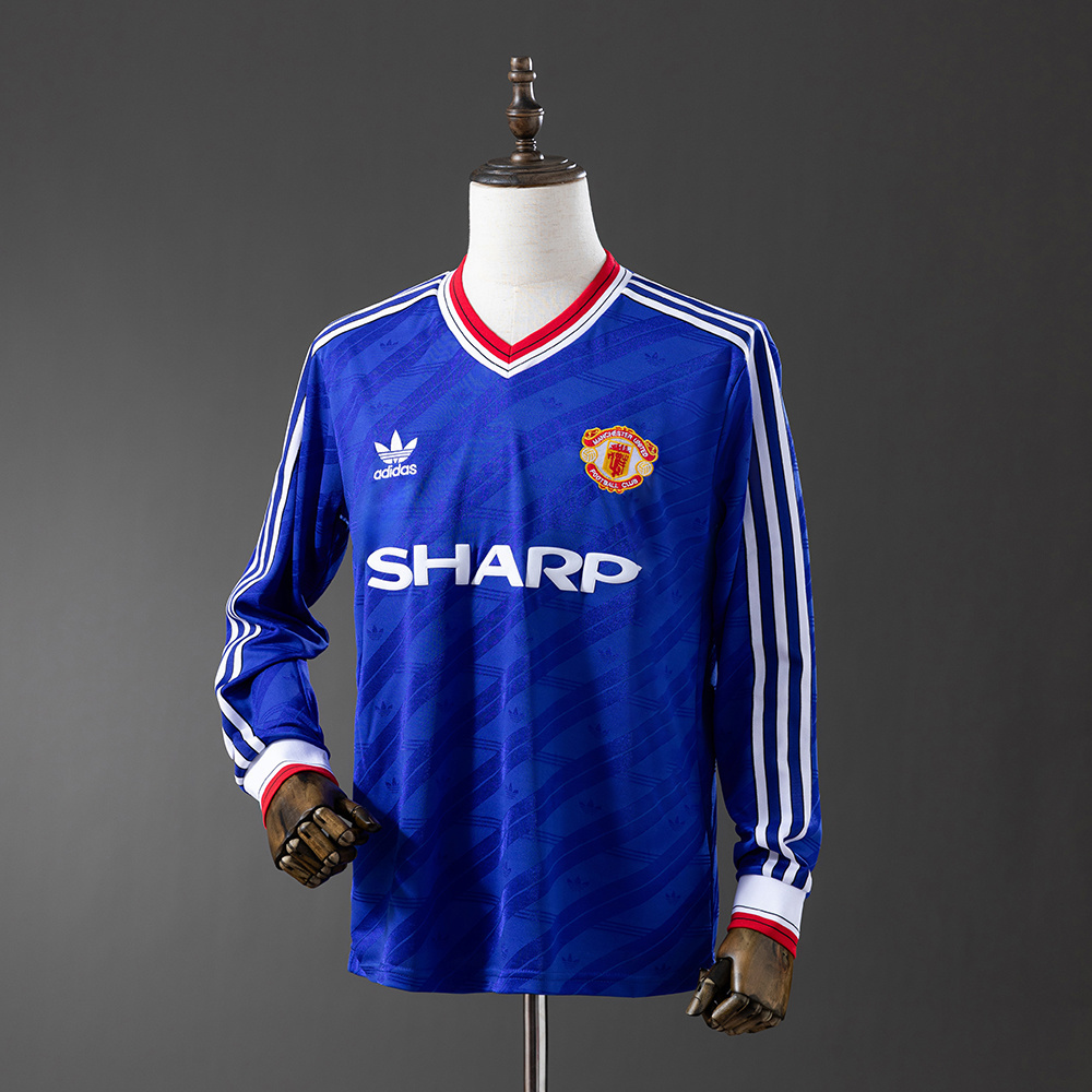 Manchester United 1986/88 Second Away Long Sleeve Retro Jersey – Classic Replica Football Soccer Shirt – Size S–XXL