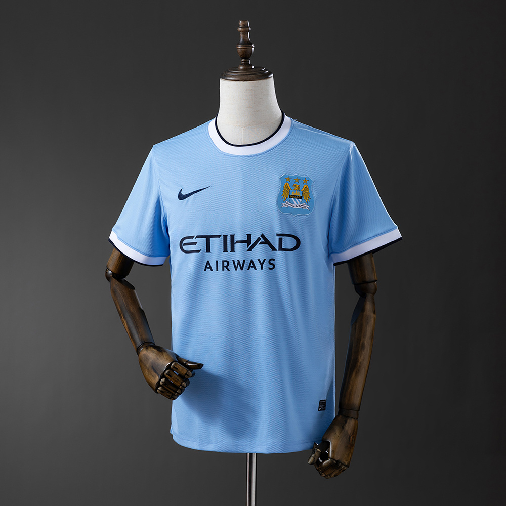 Manchester City 2013/14 Home Retro Jersey – Classic Replica Football Soccer Shirt – Size S–XXL
