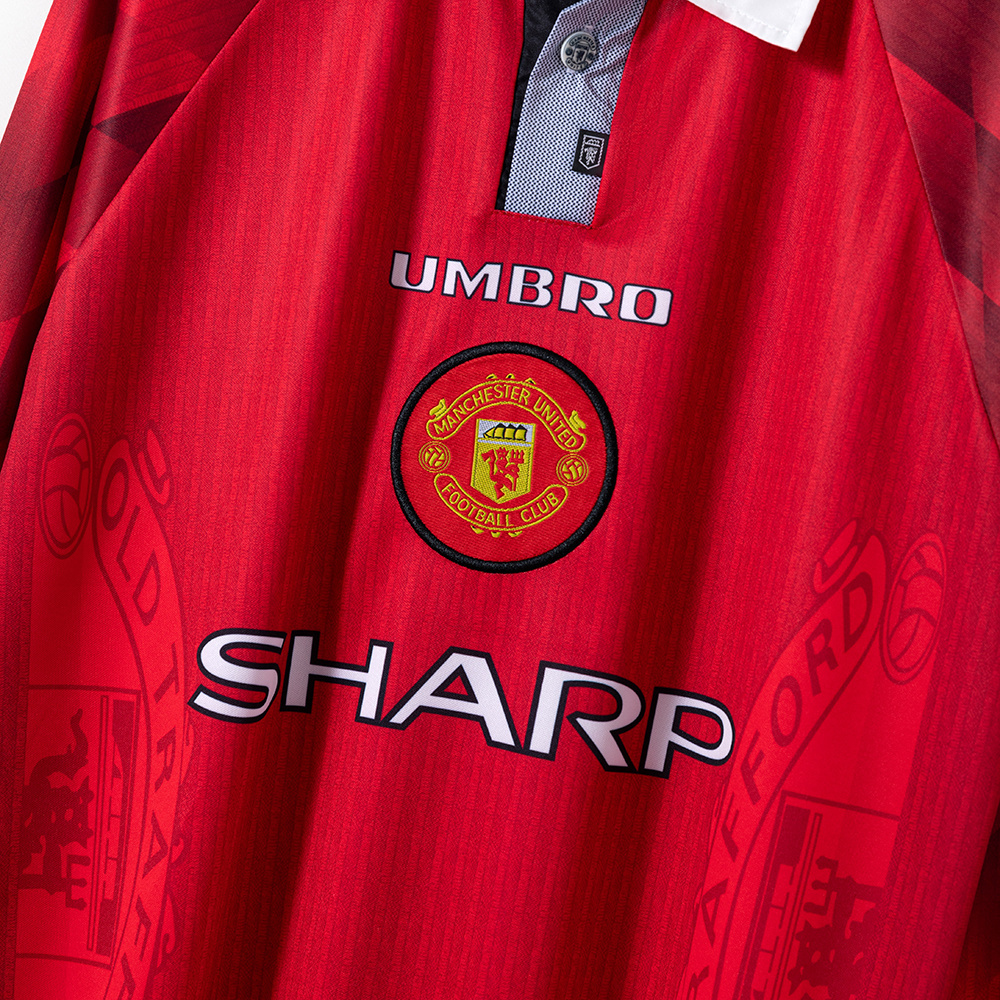 Manchester United 1996/97 Home Long Sleeve Retro Jersey – Classic Replica Football Soccer Shirt – Size S–XXL