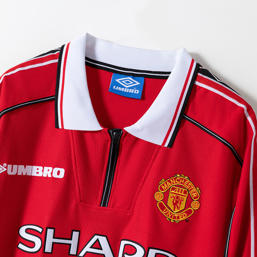 Manchester United 1998/99 Home Long Sleeve Retro Jersey – Classic Replica Football Soccer Shirt – Size S–XXL