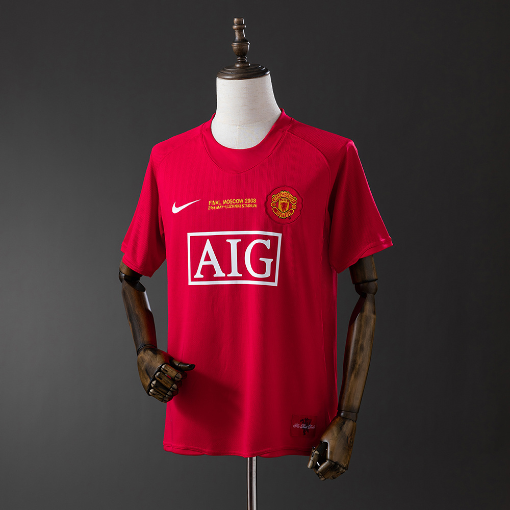 Manchester United 2007/08 Home Champions League Edition (League Edition Optional) Retro Jersey – Classic Replica Football Soccer Shirt – Size S–XXL
