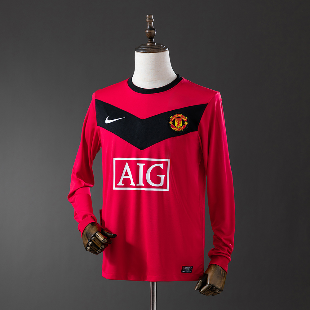 Manchester United 2010 Home Long Sleeve Retro Jersey – Classic Replica Football Soccer Shirt – Size S–XXL