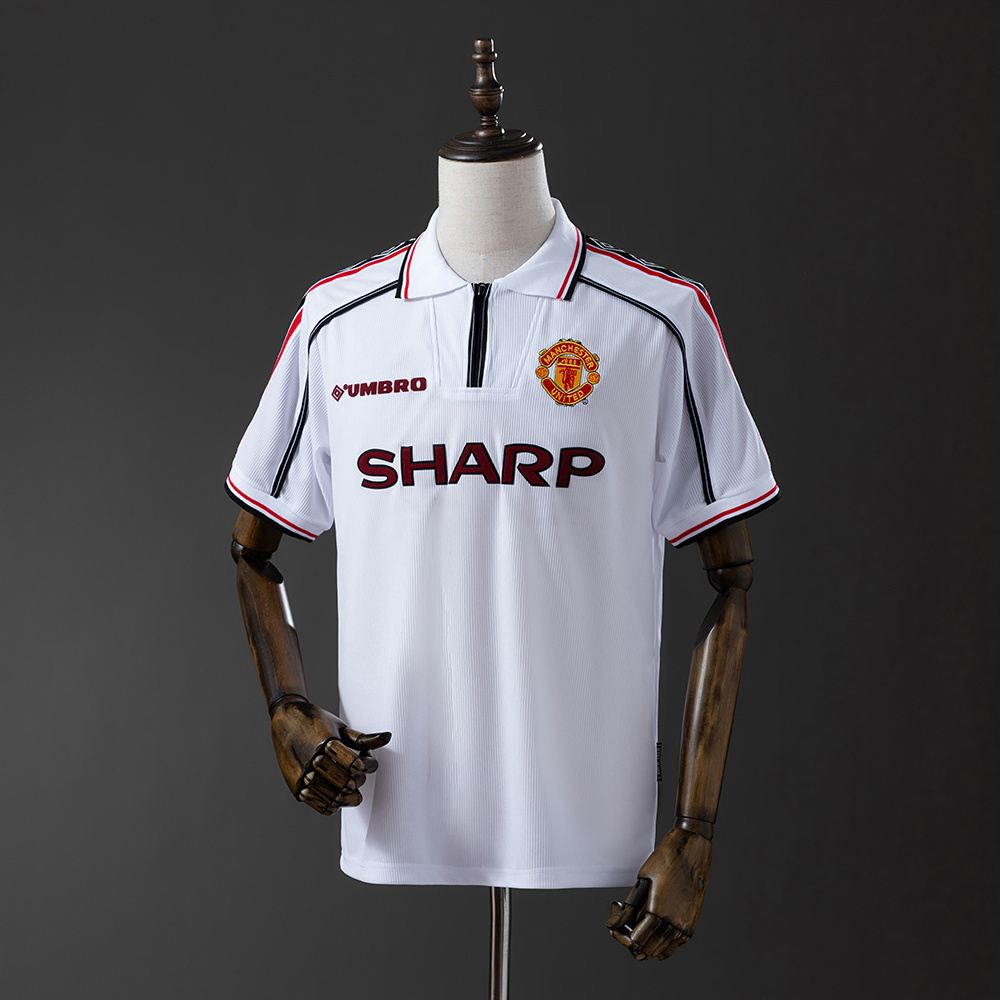 Manchester United 1998/99 White Retro Jersey – Classic Replica Football Soccer Shirt – Size S–XXL