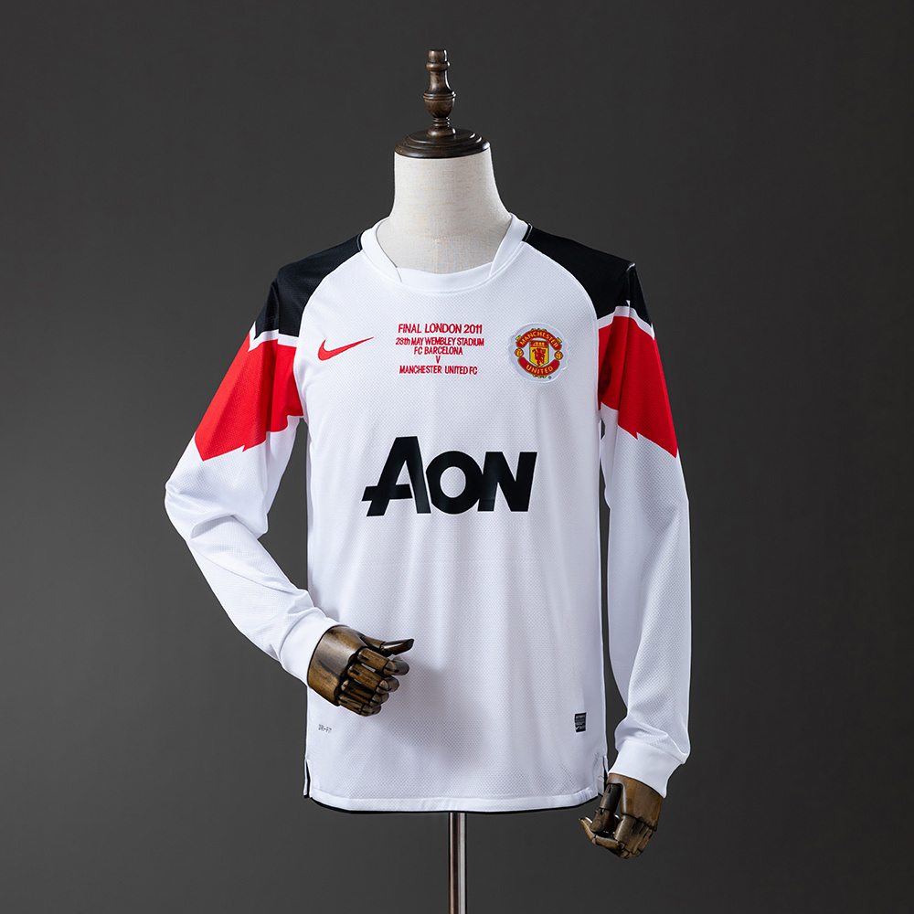 Manchester United 2010/11 Away Long Sleeve Retro Jersey – Classic Replica Football Soccer Shirt – Size S–XXL
