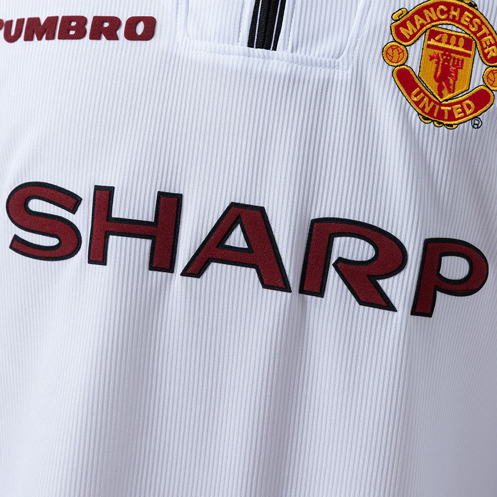 Manchester United 1998/99 White Long Sleeve Retro Jersey – Classic Replica Football Soccer Shirt – Size S–XXL