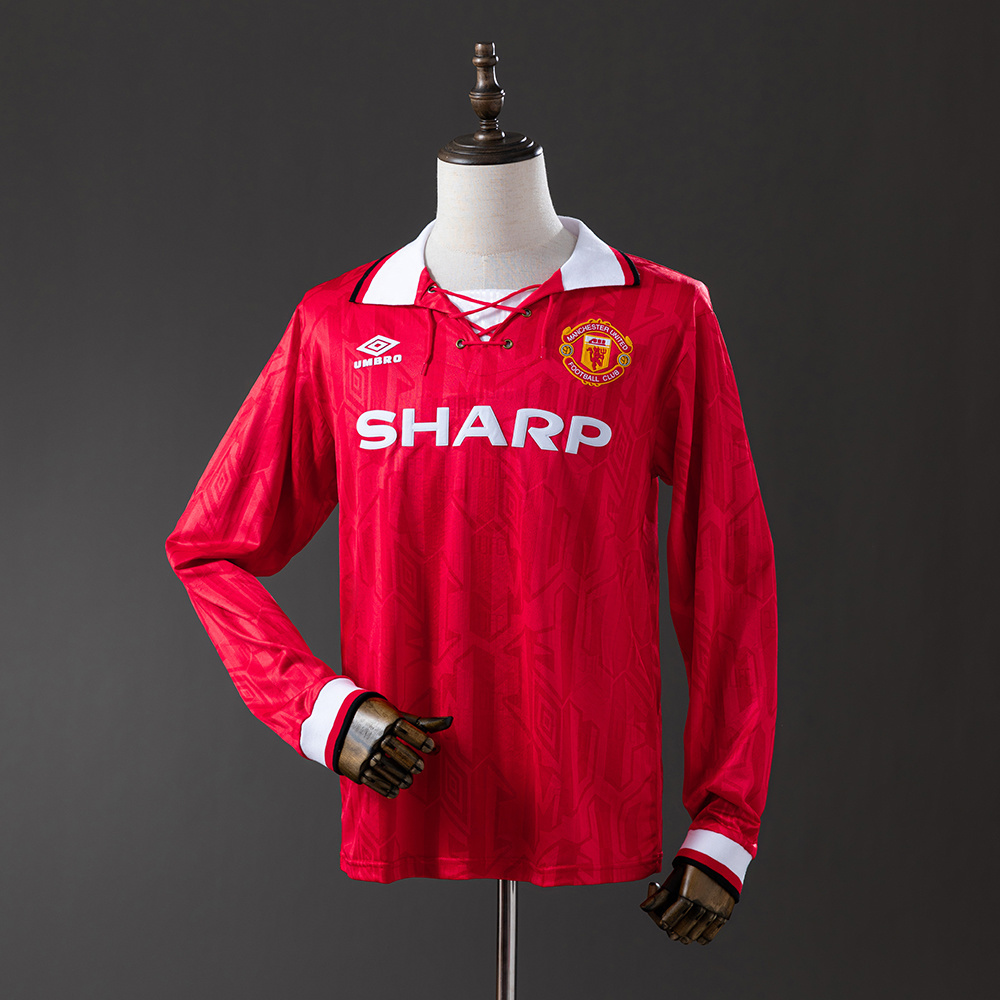 Manchester United 1992/94 Home Long Sleeve Retro Jersey – Classic Replica Football Soccer Shirt – Size S–XXL