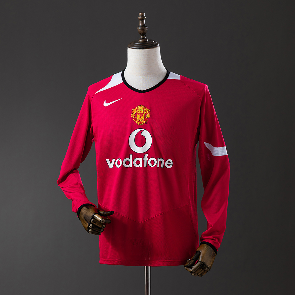 Manchester United 2004/06 Home Long Sleeve Retro Jersey – Classic Replica Football Soccer Shirt – Size S–XXL