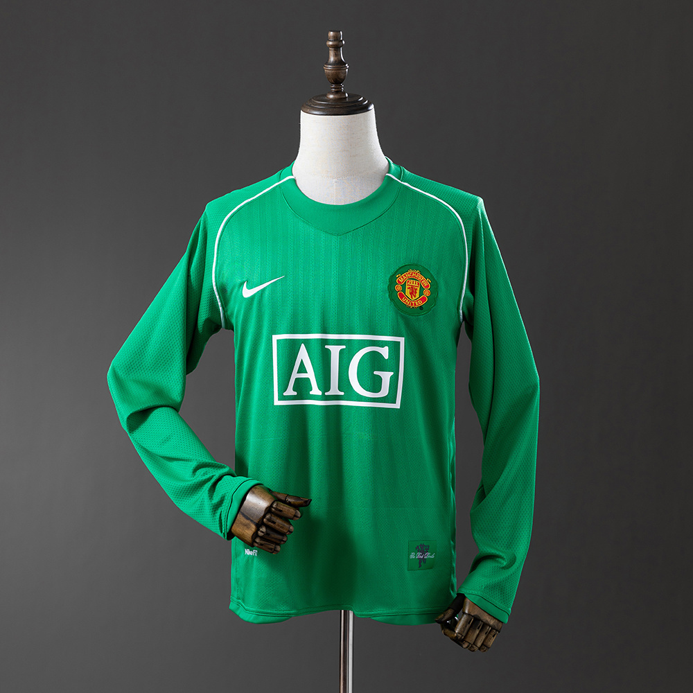 Manchester United 2007/08 Goalkeeper Long Sleeve Retro Jersey – Classic Replica Football Soccer Shirt – Size S–XXL
