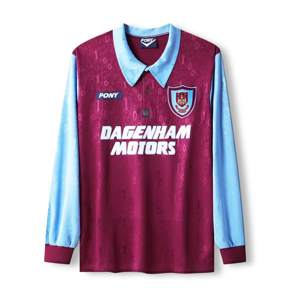 West Ham United 1995/97 Long Sleeve Home Retro Jersey – Classic Football Shirt – Size S–XXL