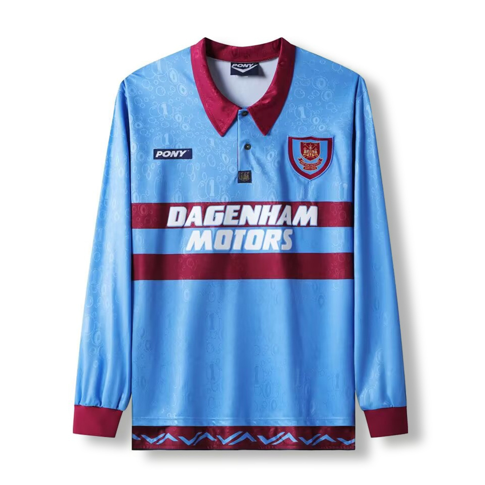 West Ham United 1995/97 Long Sleeve Away Retro Jersey – Classic Football Shirt – Size S–XXL