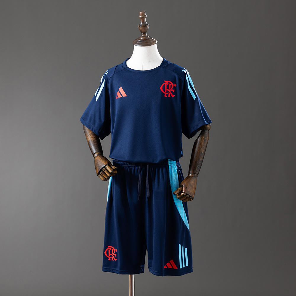 Flamengo 25/26 Training Suit Navy Blue Kids Kit Jersey – Size 16–28