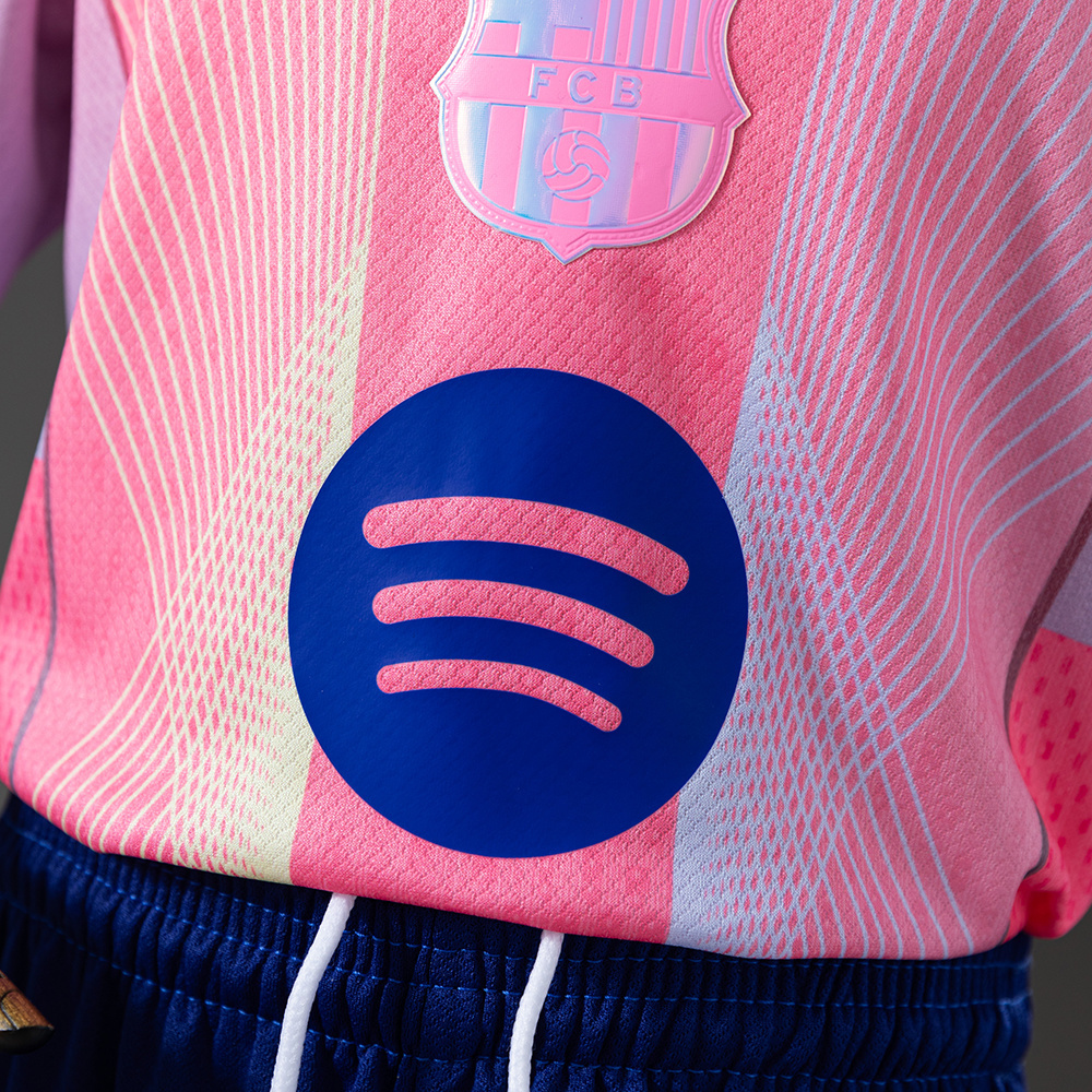 Barcelona 25/26 Concept Edition Pink Kids Kit Jersey – Replica Football Soccer Shirt – Size 16–28