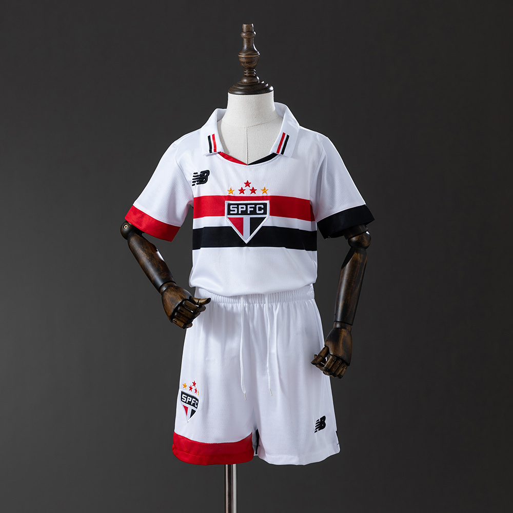 São Paulo 24/25 Home Kids Kit Jersey – Replica Football Soccer Shirt – Size 16–28