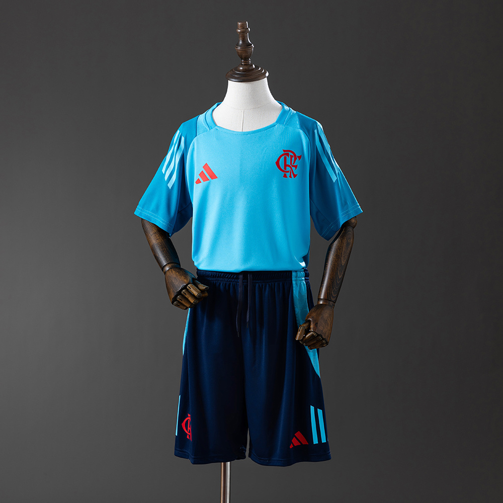 Flamengo 25/26 Training Suit – Cyan Kids Kit Jersey – Size 16–28