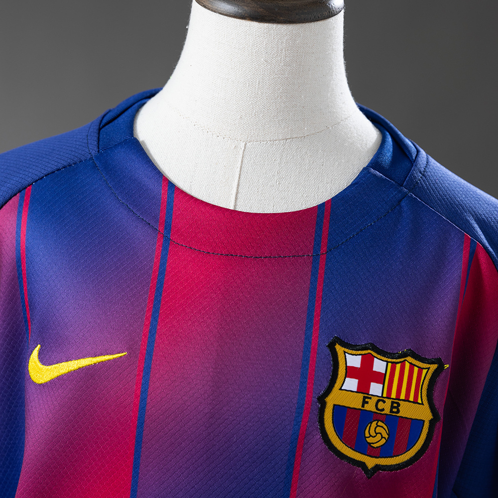 Barcelona x Ed Sheeran 25/26 Home Kids Kit Jersey – Replica Football Soccer Shirt – Size 16–28