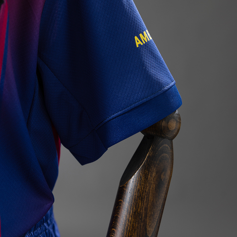 Barcelona x Ed Sheeran 25/26 Home Kids Kit Jersey – Replica Football Soccer Shirt – Size 16–28