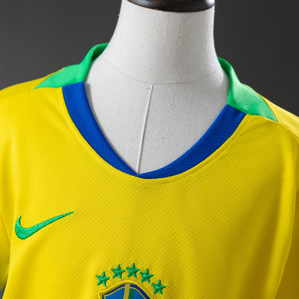 Brazil 2025 Home Kids Kit Jersey – Replica Football Soccer Shirt – Size 16–28