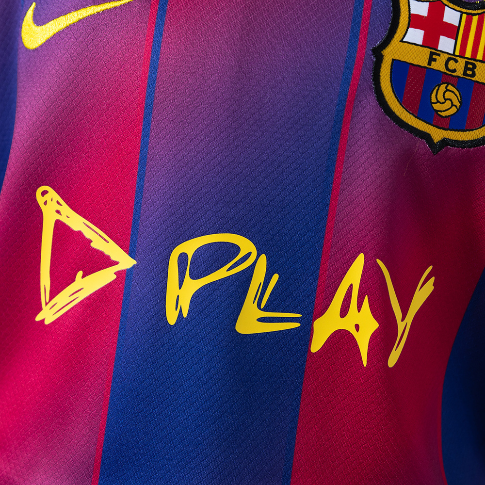 Barcelona x Ed Sheeran 25/26 Home Kids Kit Jersey – Replica Football Soccer Shirt – Size 16–28