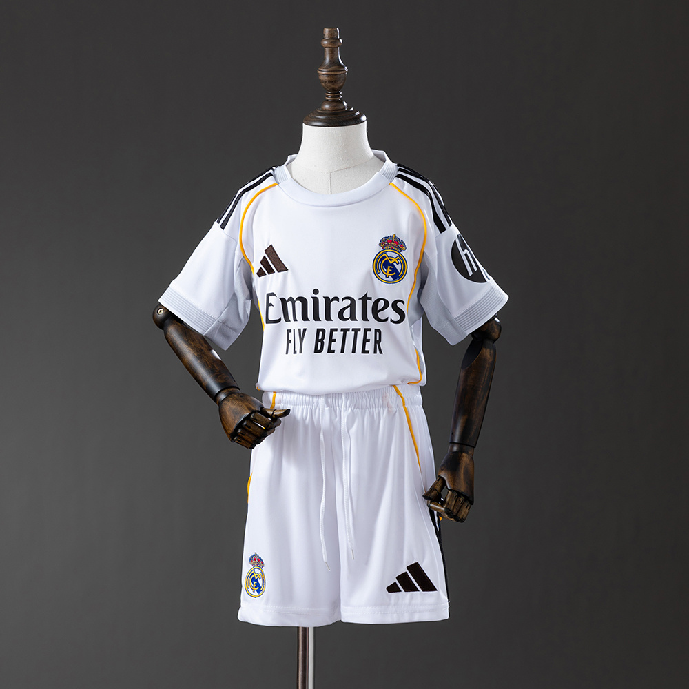 Real Madrid 25/26 Home Kids Kit Jersey – Replica Football Soccer Shirt – Size 16–28
