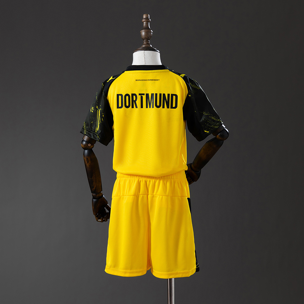 Dortmund 25/26 Home Kids Kit Jersey – Replica Football Soccer Shirt – Size 16–28