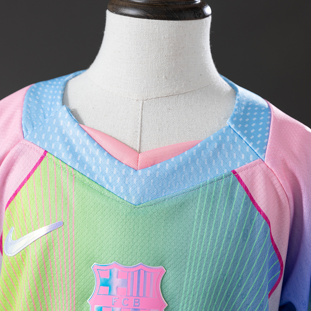 Barcelona 25/26 Concept Edition Green Kids Kit Jersey – Replica Football Soccer Shirt – Size 16–28