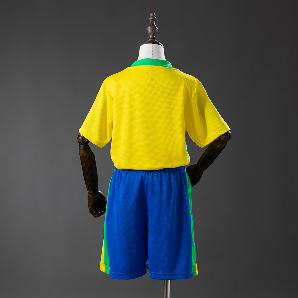 Brazil 2025 Home Kids Kit Jersey – Replica Football Soccer Shirt – Size 16–28