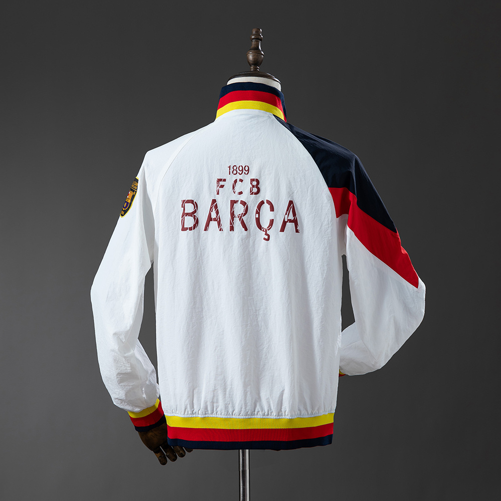 Barcelona White Retro Windbreaker – Replica Football Soccer Outfit