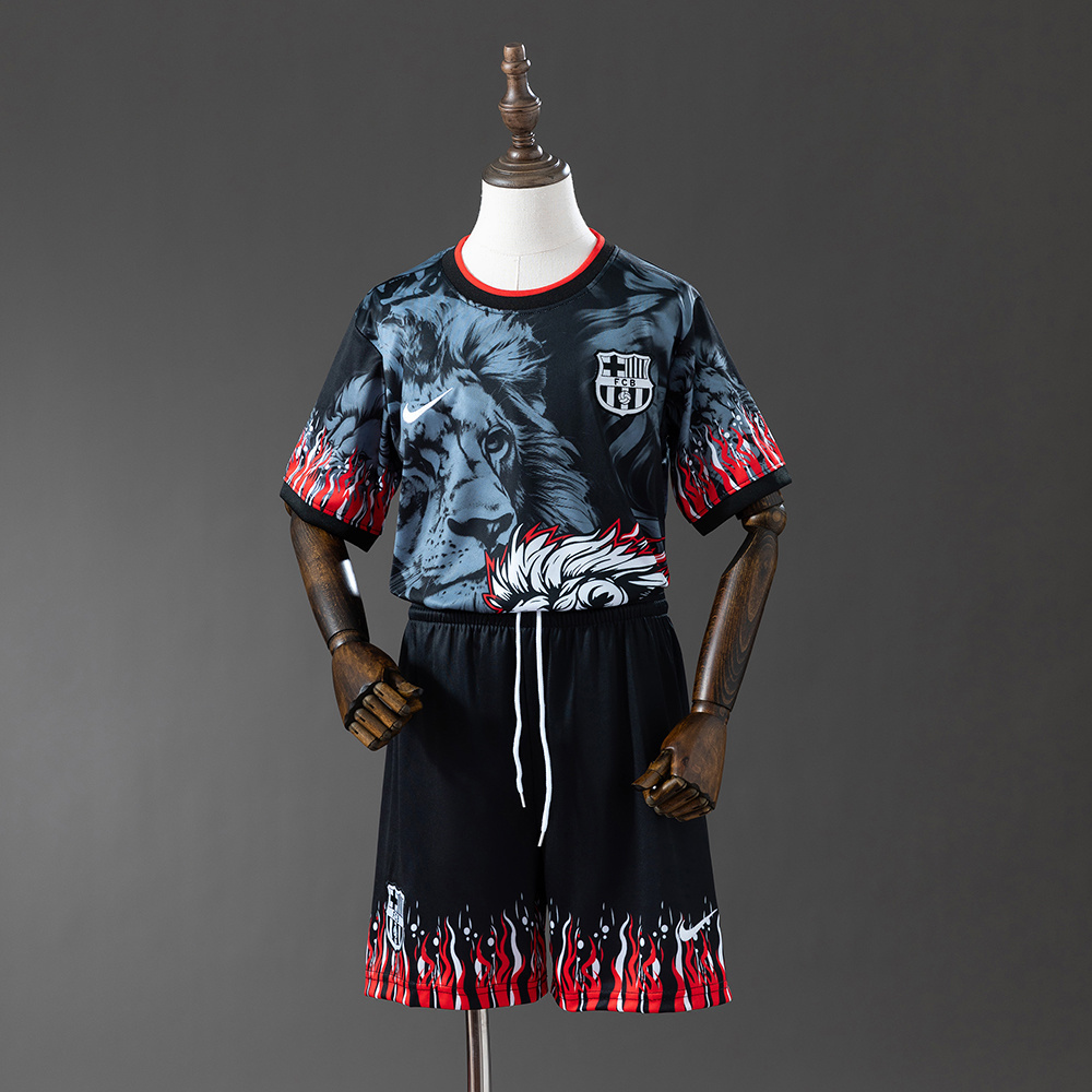 Barcelona 25/26 Lions Special Edition Full Kids Kit Jersey – Replica Football Soccer Shirt – Size 16–28