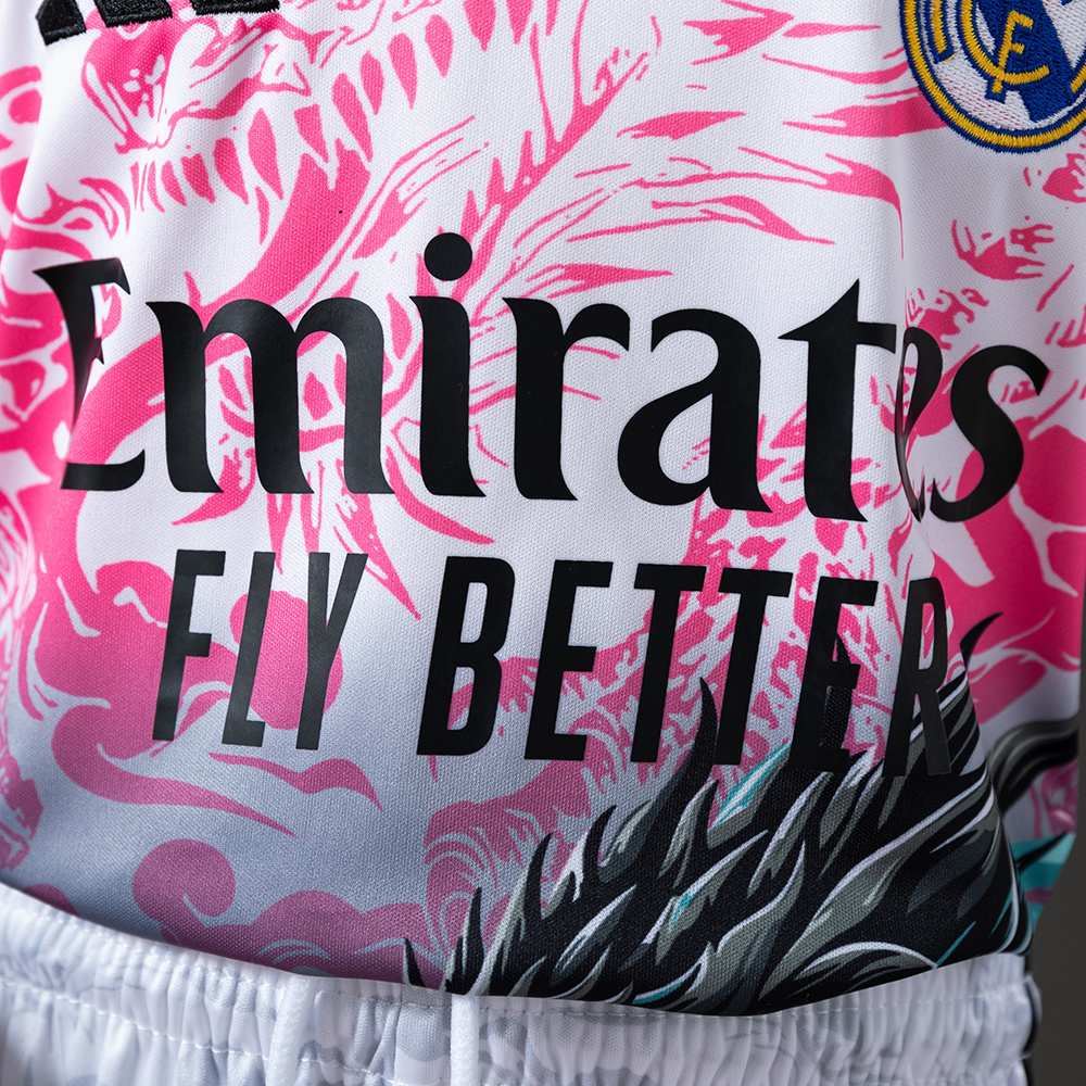 Real Madrid 25/26 Special Edition Pink Kids Kit Jersey – Replica Football Soccer Shirt – Size 16–28