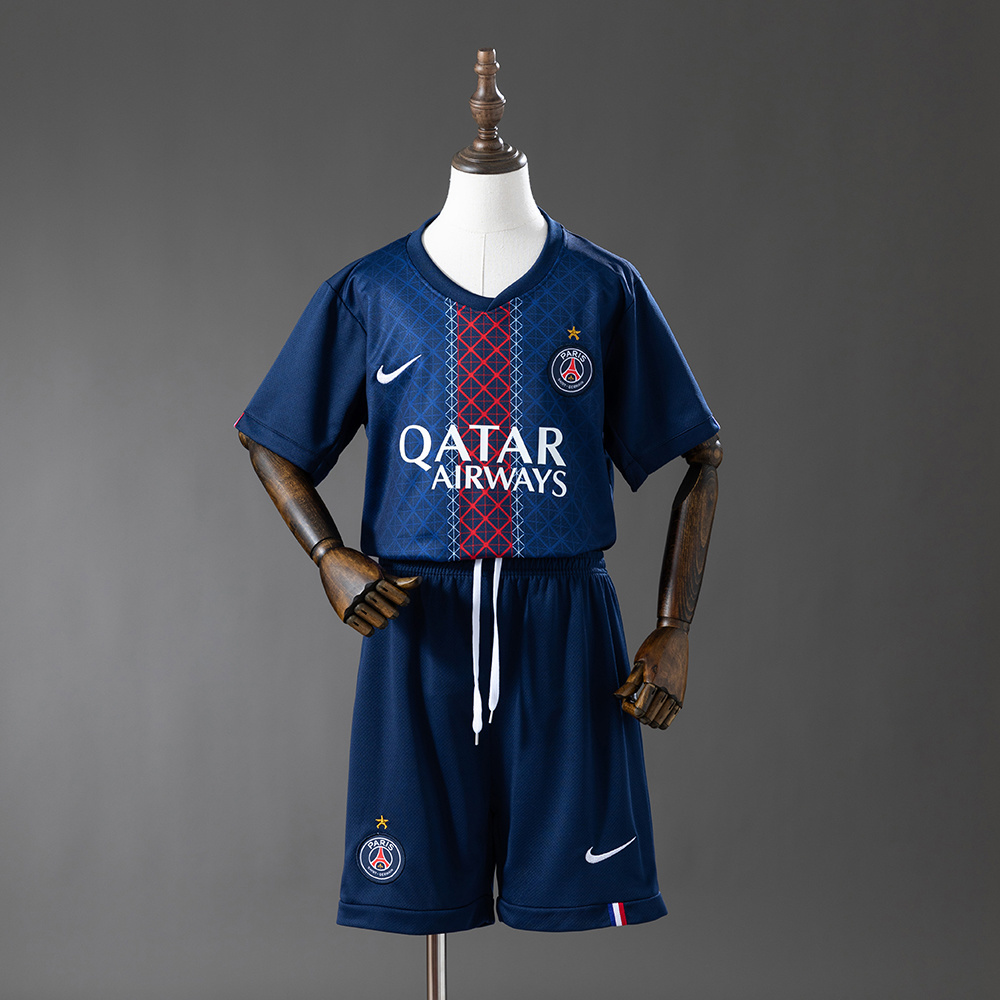 PSG 25/26 Home (Champion Edition) Kids Kit Jersey – Replica Football Soccer Shirt – Size 16–28