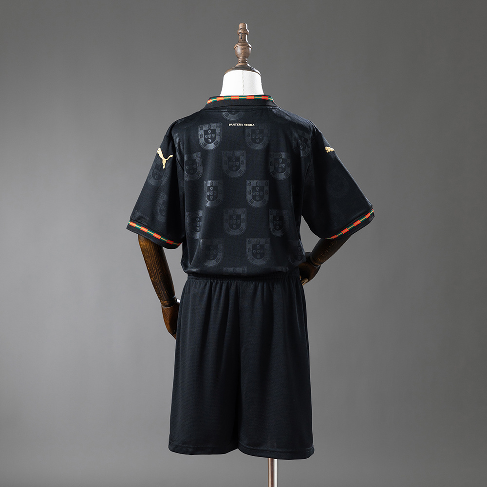 Portugal 2026 Black Kids Kit Jersey – Replica Football Soccer Shirt – Size 16–28