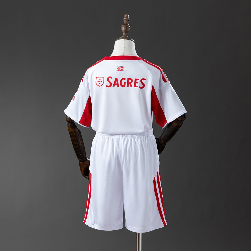 Benfica 25/26 Kids Kit White Away Jersey – Replica Football Soccer Shirt – Size 16–28