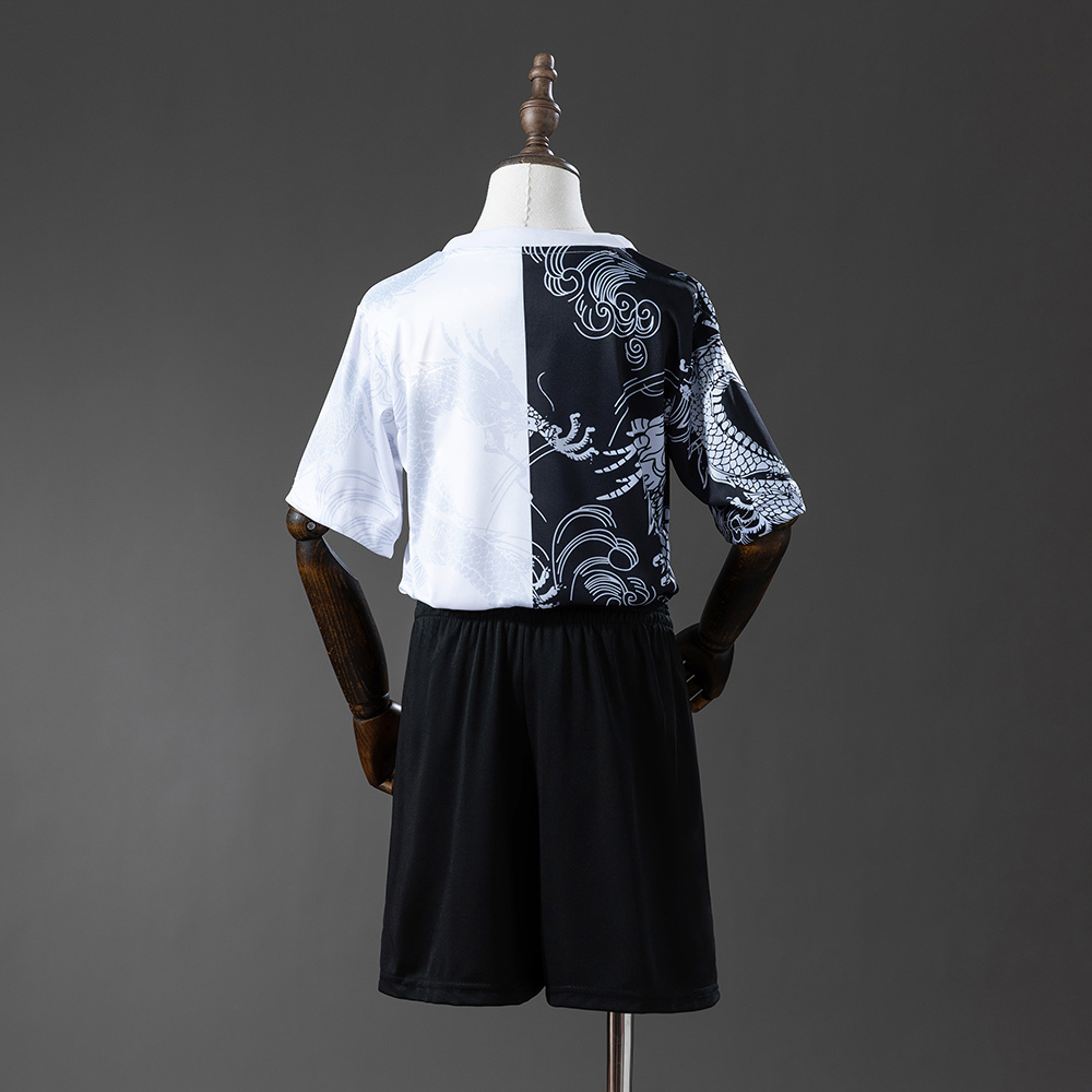 Real Madrid 25/26 Black and White Dragon Special Edition Kids Kit Jersey – Replica Football Soccer Shirt – Size 16–28