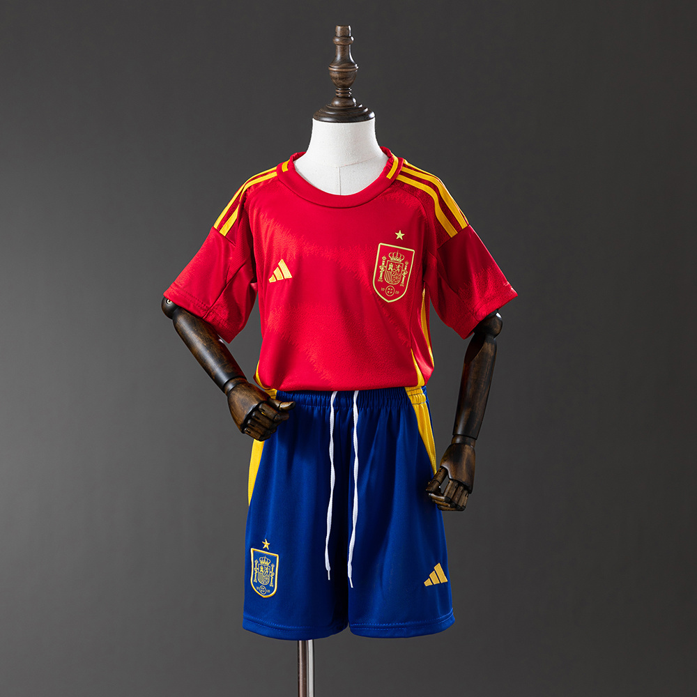 Spain 2025 Home Full Kids Kit Jersey – Replica Football Soccer Shirt – Size 16–28