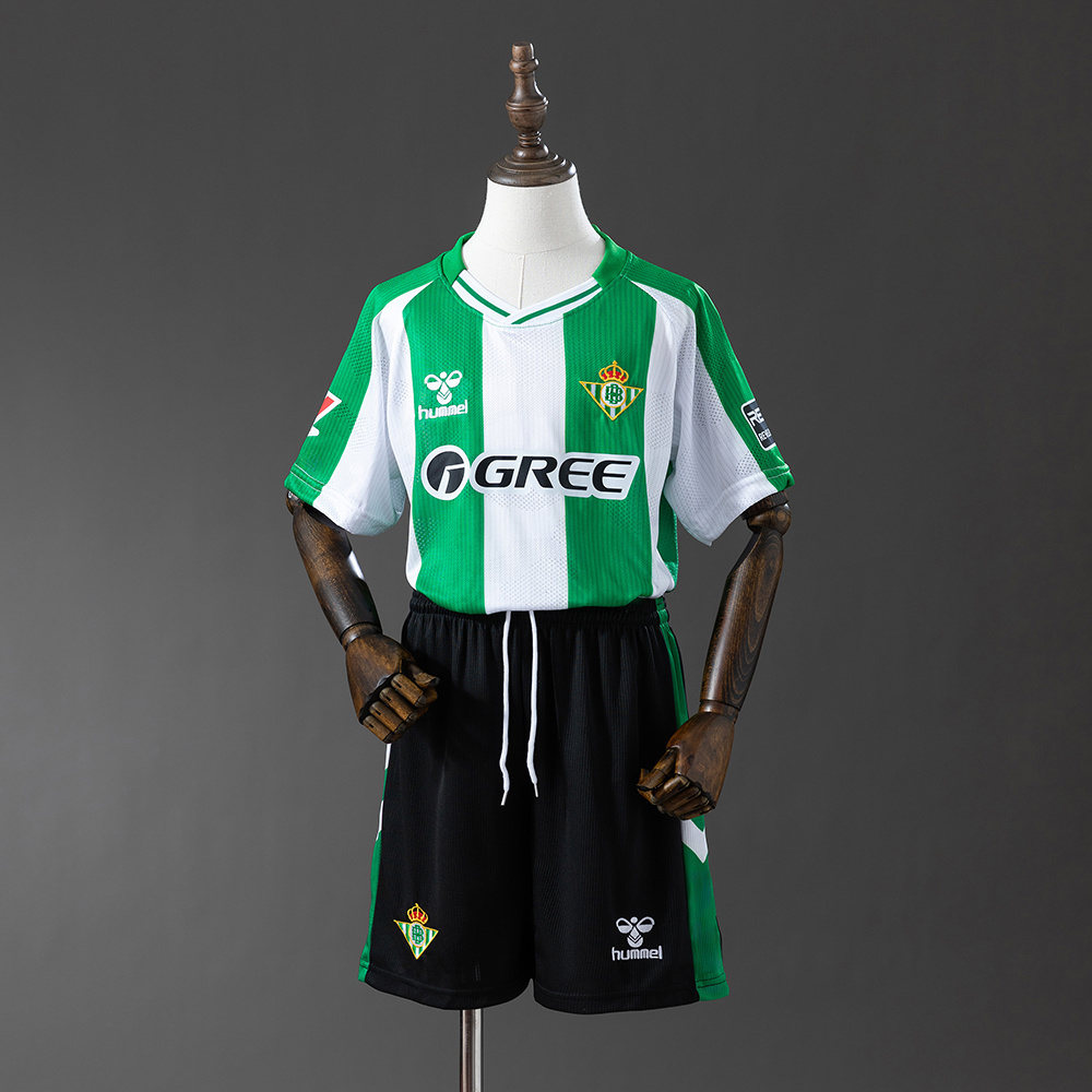 Real Betis 25/26 Home Full Kids Kit Jersey – Replica Football Soccer Shirt – Size 16–28