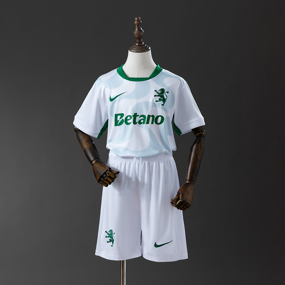 Sporting CP 25/26 Kids Kit Alternative Jersey White – Replica Football Soccer Shirt – Size 16–28