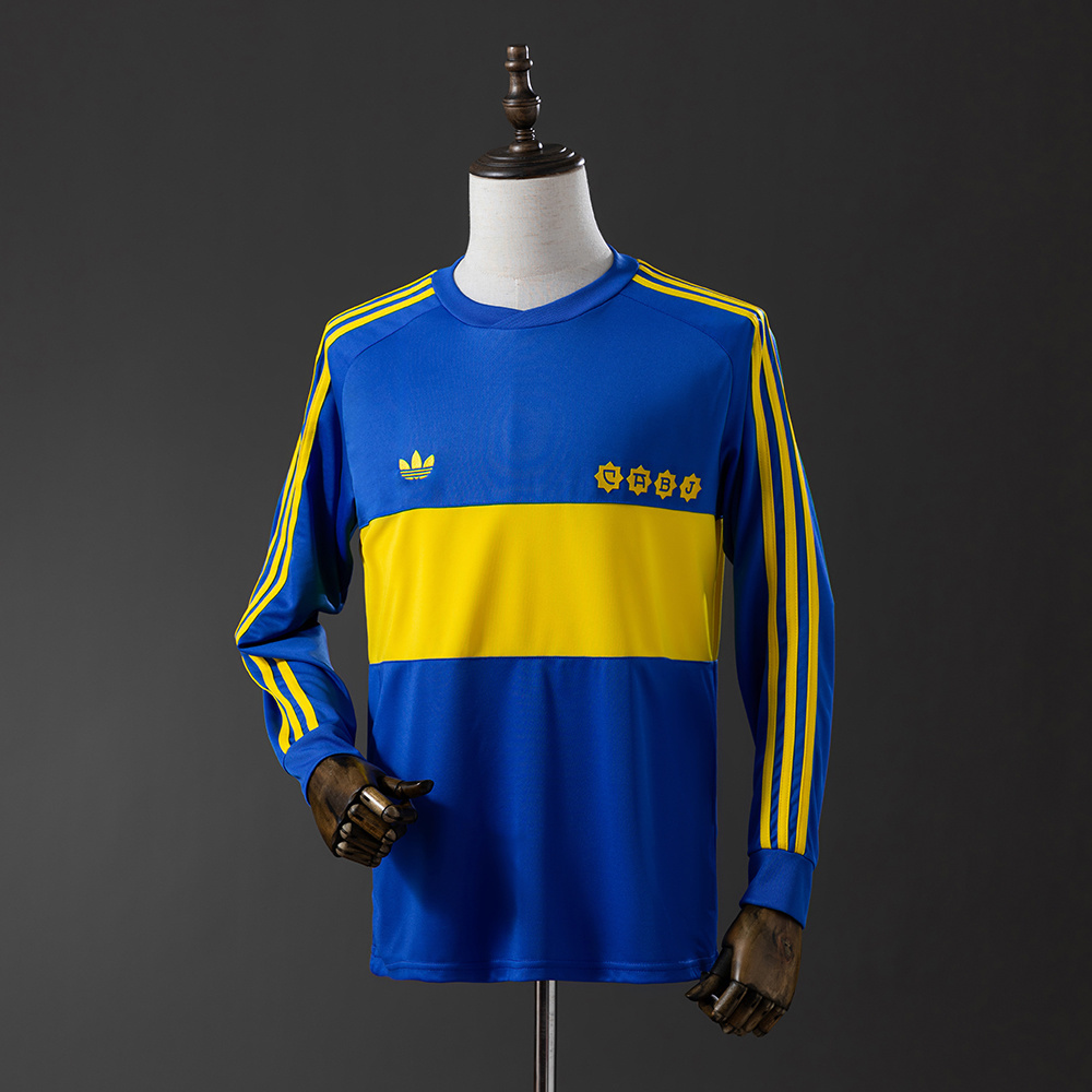 Boca Juniors 1981 Home Long Sleeve Retro Jersey – Replica Football Soccer Shirt – Size S–XXL