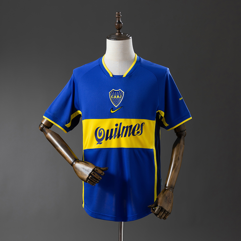 Boca Juniors 01/02 Home Retro Jersey – Replica Football Soccer Shirt – Size S–XXL