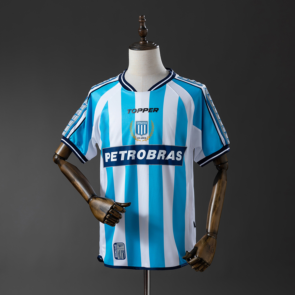 Racing Club de Avellaneda 03/04 Home Retro Jersey – Replica Football Soccer Shirt – Size S–XXL