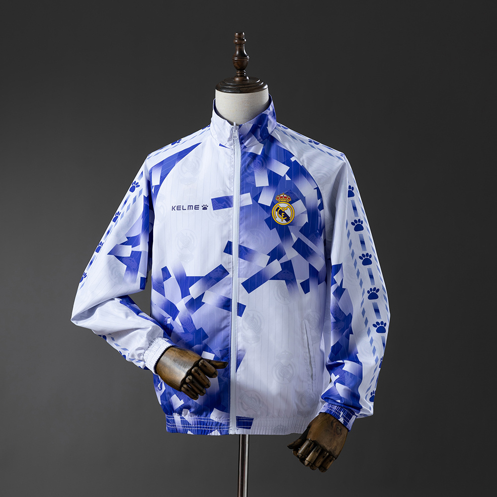 Real Madrid Retro Reversible Anthem Jacket Windbreaker – Replica Football Soccer Outfit – Size S–2XL