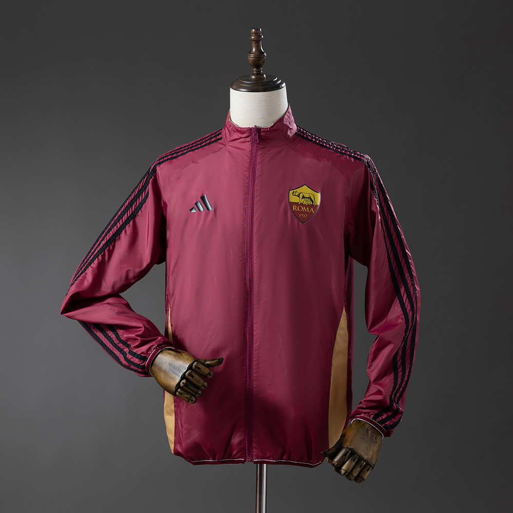 Roma 25/26 Reversible Anthem Jacket Windbreaker – Replica Football Soccer Outfit – Size S–2XL