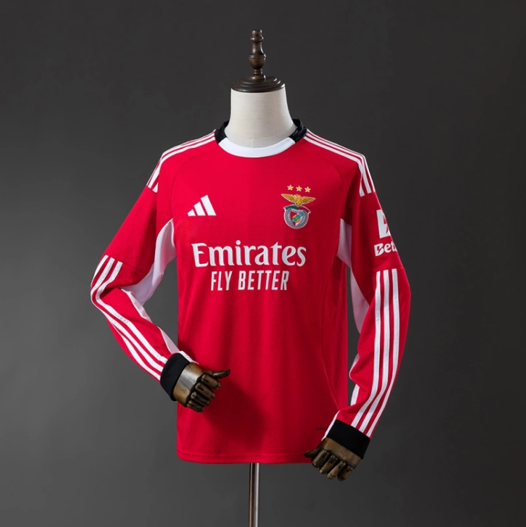 Benfica 25/26 Home Long Sleeve Jersey – Replica Football Soccer Shirt