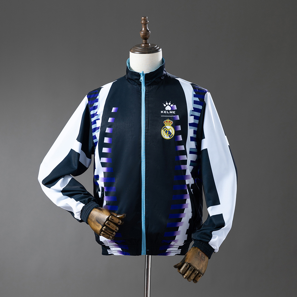 Real Madrid 97/98 Retro Reversible Anthem Jacket Windbreaker – Replica Football Soccer Outfit – Size S–2XL