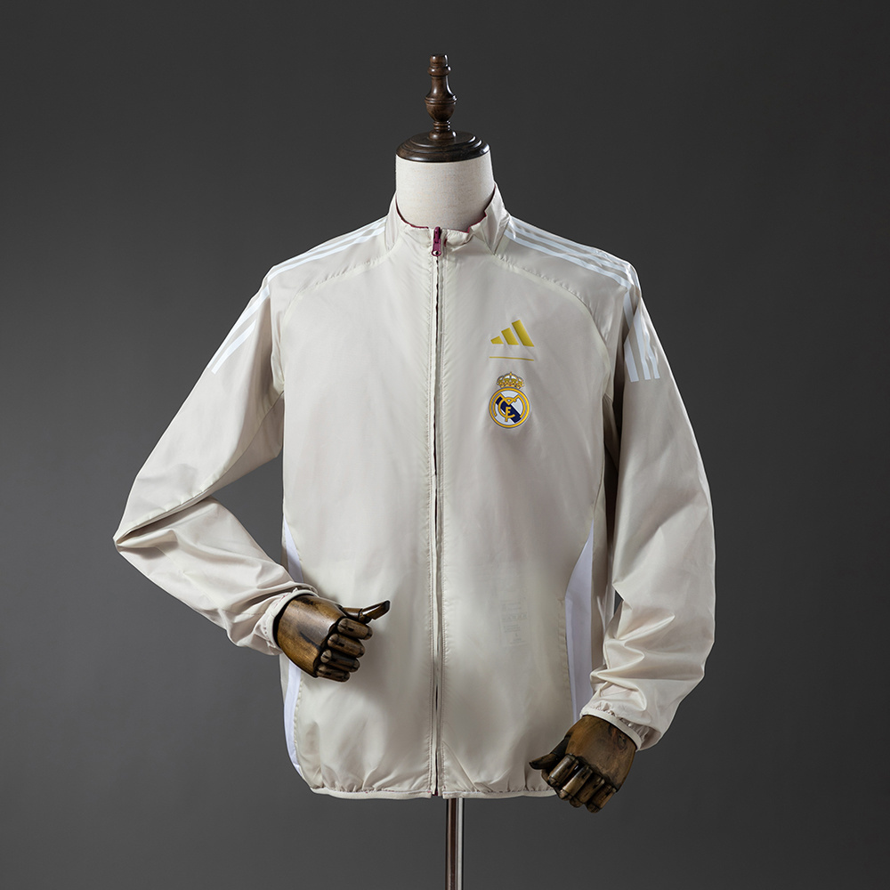 Real Madrid 25/26 Reversible Anthem Jacket Windbreaker – Replica Football Soccer Outfit – Size S–2XL