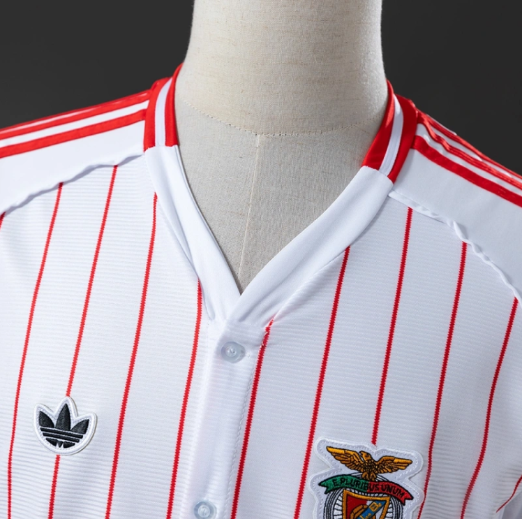 Benfica 25/26 US Pack Full-Button Baseball Jersey White – Replica Football Soccer Shirt
