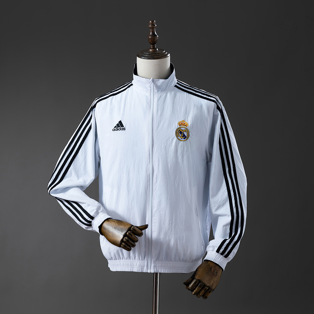 Real Madrid Retro Reversible Anthem Jacket Windbreaker – Replica Football Soccer Outfit – Size S–2XL